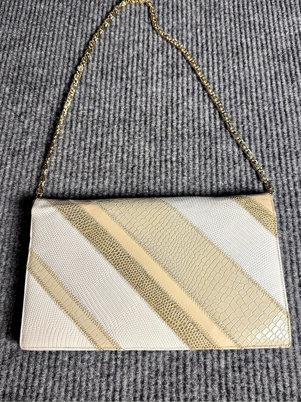 Bags by Varon Vintage 70s 80s Snakeskin Multi-Tone Envelope Clutch
